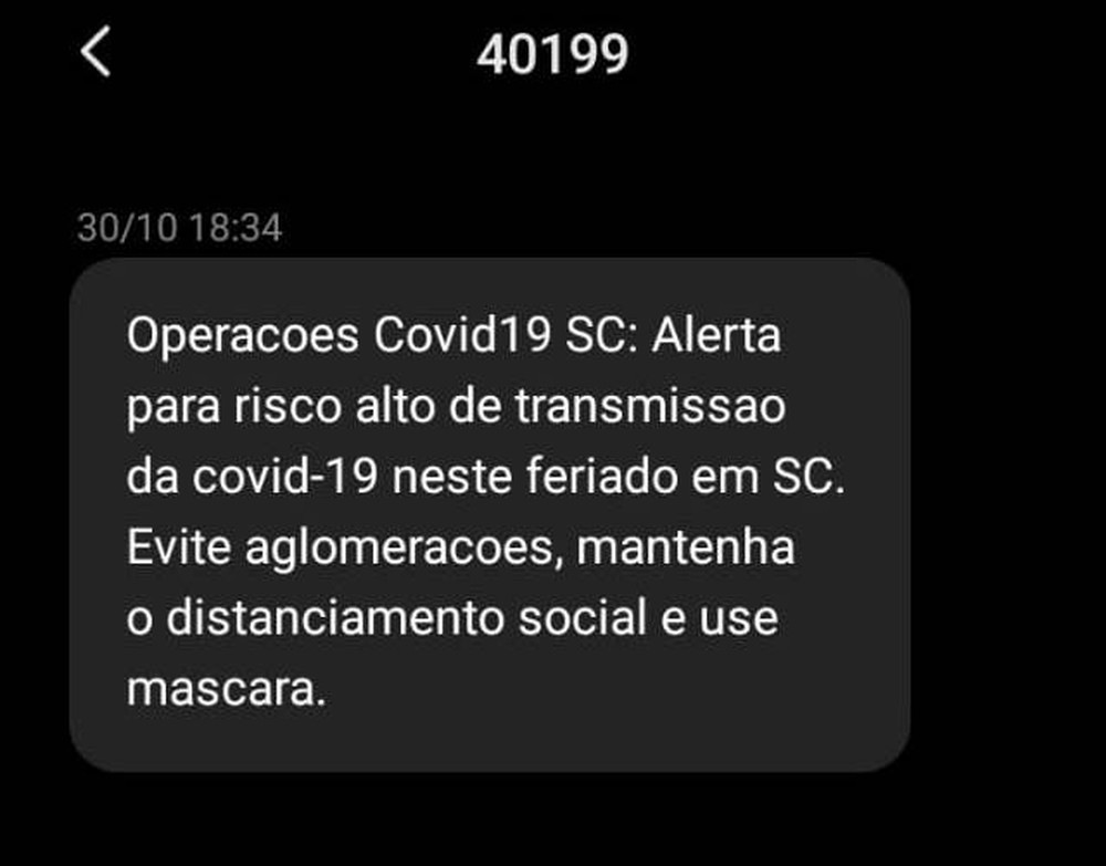 Photo of Governo de SC envia alerta por SMS para alto risco de contágio