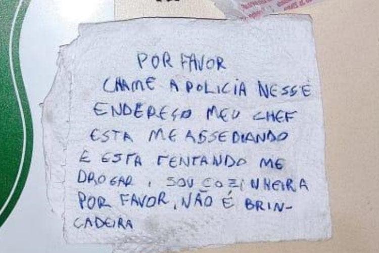 Photo of Mulher pede socorro em guardanapo após ser assediada pelo chefe em Chapecó