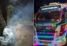 Photo of Carreta Furacão cai em barranco e duas pessoas morrem carbonizadas