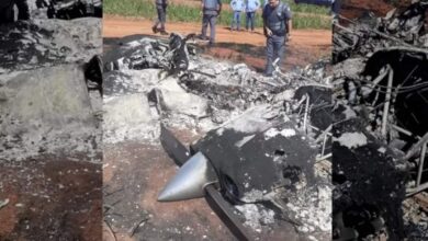 Photo of Aeronave utilizada para o transporte de maconha é destruída pelas chamas após perseguição de caça da FAB