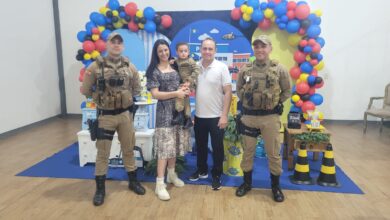 Photo of Policiais surpreendem menino fã da PM em festa de aniversário em SC