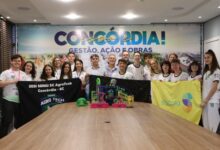 Photo of Equipe de robótica, premiada com 1º lugar, visita o Executivo Municipal de Concórdia 