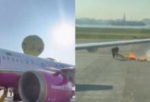 Photo of Balão cai em cima de avião em aeroporto do RJ e pista pega fogo
