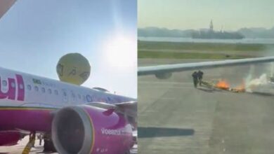 Photo of Balão cai em cima de avião em aeroporto do RJ e pista pega fogo